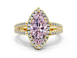 Yellow gold Fancy Pink Marquise Cut Diamond Halo Split Shank Engagement Ring_39