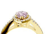 Yellow gold Fancy Pink Marquise Cut Diamond Halo Split Shank Engagement Ring_43