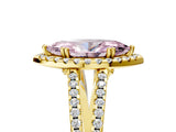 Yellow gold Fancy Pink Marquise Cut Diamond Halo Split Shank Engagement Ring_44