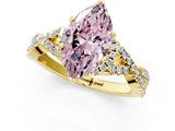 Yellow gold Fancy Pink Marquise Cut Diamond  Halo Twist Band Solitaire Prong Setting Ring_13