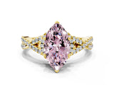 Yellow gold Fancy Pink Marquise Cut Diamond  Halo Twist Band Solitaire Prong Setting Ring_48