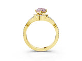 Yellow gold Fancy Pink Marquise Cut Diamond  Halo Twist Band Solitaire Prong Setting Ring_51