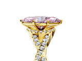 Yellow gold Fancy Pink Marquise Cut Diamond  Halo Twist Band Solitaire Prong Setting Ring_53