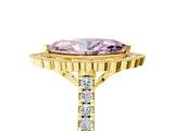 Yellow gold Fancy Pink Marquise  Cut Diamond Milgrain Floral Halo Engagement Ring with Pavé Band_20