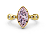 Yellow gold Fancy Pink Marquise  Cut Diamond Milgrain Marquise Band with Prong Setting_3