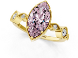 Yellow gold Fancy Pink Marquise  Cut Diamond Milgrain Marquise Band with Prong Setting_4