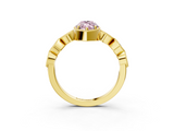 Yellow gold Fancy Pink Marquise  Cut Diamond Milgrain Marquise Band with Prong Setting_6