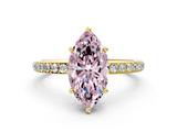 Yellow gold Fancy Pink Marquise  Cut Diamond Pavé Band Ring with Four-Prong Setting_23