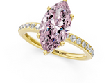 Yellow gold Fancy Pink Marquise  Cut Diamond Pavé Band Ring with Four-Prong Setting_24