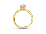 Yellow gold Fancy Pink Marquise  Cut Diamond Pavé Band Ring with Four-Prong Setting_26