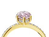 Yellow gold Fancy Pink Marquise  Cut Diamond Pavé Band Ring with Four-Prong Setting_27