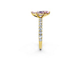 Yellow gold Fancy Pink Marquise Cut Diamond Pavé Band Solitaire Ring with Prong Setting_83