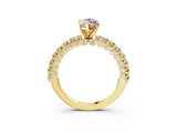Yellow gold Fancy Pink Marquise Cut Diamond Pavé Band Solitaire Ring with Prong Setting_84