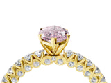 Yellow gold Fancy Pink Marquise Cut Diamond Pavé Band Solitaire Ring with Prong Setting_85