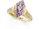 Yellow gold Fancy Pink Marquise  Cut Diamond Pavé Band Solitaire with Four-Prong Setting_19