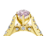Yellow gold Fancy Pink Marquise  Cut Diamond Pavé Band Solitaire with Four-Prong Setting_22