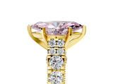 Yellow gold Fancy Pink Marquise  Cut Diamond Pavé Band Solitaire with Four-Prong Setting_23