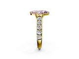 Yellow gold Fancy Pink Marquise  Cut Diamond Pavé Band Solitaire with Four-Prong Setting_5