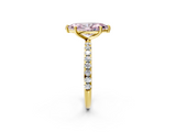 Yellow gold Fancy Pink Marquise  Cut Diamond Pavé Band Solitaire with Four-Prong Setting_5