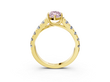 Yellow gold Fancy Pink Marquise  Cut Diamond Pavé Band Solitaire with Four-Prong Setting_6