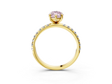 Yellow gold Fancy Pink Marquise  Cut Diamond Pavé Band Solitaire with Four-Prong Setting_6