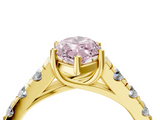 Yellow gold Fancy Pink Marquise  Cut Diamond Pavé Band Solitaire with Four-Prong Setting_7