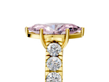 Yellow gold Fancy Pink Marquise  Cut Diamond Pavé Band Solitaire with Four-Prong Setting_8