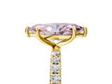 Yellow gold Fancy Pink Marquise  Cut Diamond Pavé Band Solitaire with Four-Prong Setting_8
