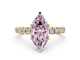 Yellow gold Fancy Pink Marquise  Cut Diamond Pavé Band with Four-Prong Setting_39