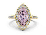 Yellow gold Fancy Pink Marquise Cut Diamond Pavé Halo Ring with Four-Prong Setting_36
