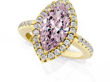 Yellow gold Fancy Pink Marquise Cut Diamond Pavé Halo Ring with Four-Prong Setting_37