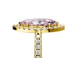 Yellow gold Fancy Pink Marquise Cut Diamond Pavé Halo Ring with Four-Prong Setting_41