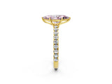 Yellow gold Fancy Pink Marquise Cut Diamond Pavé Solitaire Engagement Ring with Four-Prong Setting_89