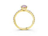 Yellow gold Fancy Pink Marquise Cut Diamond Pavé Solitaire Engagement Ring with Four-Prong Setting_90