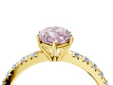 Yellow gold Fancy Pink Marquise Cut Diamond Pavé Solitaire Engagement Ring with Four-Prong Setting_91