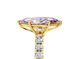 Yellow gold Fancy Pink Marquise Cut Diamond Pavé Solitaire Engagement Ring with Four-Prong Setting_92