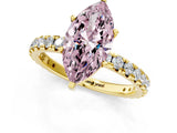Yellow gold Fancy Pink Marquise Cut Diamond Pavé Solitaire Ring with Round Band and Prong Setting_13