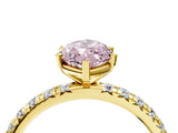 Yellow gold Fancy Pink Marquise Cut Diamond Pavé Solitaire Ring with Round Band and Prong Setting_16