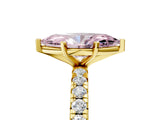 Yellow gold Fancy Pink Marquise Cut Diamond Pavé Solitaire Ring with Round Band and Prong Setting_17