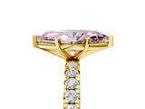 Yellow gold Fancy Pink Marquise Cut Diamond Pavé Solitaire Ring with Round Band and Prong Setting_29