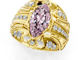 Yellow gold Fancy Pink Marquise Cut Diamond Pave Art Deco Split Shank Ring with Four-Prong Setting_1