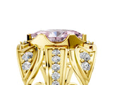 Yellow gold Fancy Pink Marquise Cut Diamond Pave Art Deco Split Shank Ring with Four-Prong Setting_5