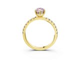 Yellow gold Fancy Pink Marquise Cut Diamond Pave Band Solitaire Ring with Four-Prong Setting_61