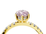 Yellow gold Fancy Pink Marquise Cut Diamond Pave Band Solitaire Ring with Four-Prong Setting_62