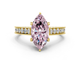 Yellow gold Fancy Pink Marquise  Cut Diamond Pave Band with Four-Prong Setting_36