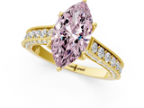 Yellow gold Fancy Pink Marquise  Cut Diamond Pave Band with Four-Prong Setting_37