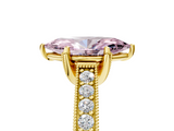 Yellow gold Fancy Pink Marquise  Cut Diamond Pave Band with Four-Prong Setting_41