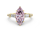 Yellow gold Fancy Pink Marquise  Cut Diamond Ring with Baguette Side Stones, Channel Set Band, and Four-Prong Setting_20