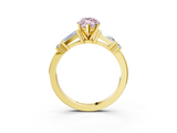 Yellow gold Fancy Pink Marquise  Cut Diamond Ring with Baguette Side Stones, Channel Set Band, and Four-Prong Setting_23