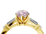 Yellow gold Fancy Pink Marquise  Cut Diamond Ring with Baguette Side Stones, Channel Set Band, and Four-Prong Setting_24